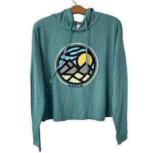Good Land Supply Co Aspen Pullover Hoodie Womens Medium Teal Polyester Blend NEW